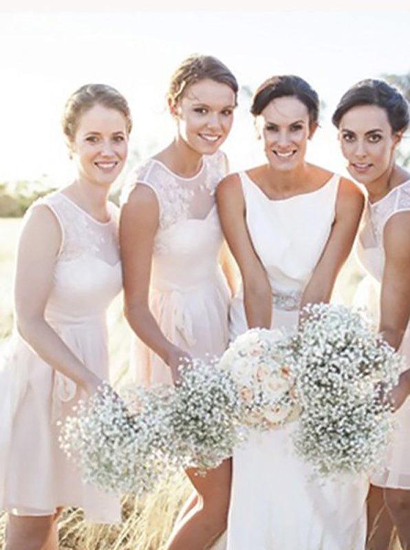 Short Bridesmaid Dress,Chiffon Bridesmaid Dress,Ivory Bridesmaid  Dress,BD00048