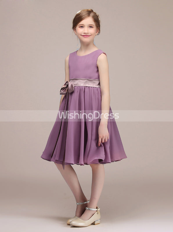Short Junior Bridesmaid Dress with Sash,Simple Junior Bridesmaid Dress,JB00025, J12 / Grape