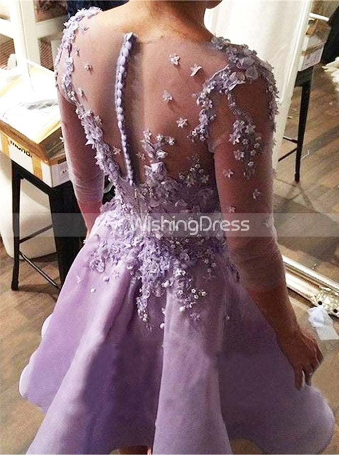 Short Prom Dresses With Sleeves,Lilac A-line Homecoming Dress,HC00215, US4 / Red