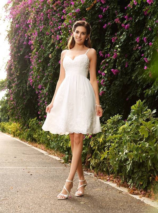 Short Wedding Dresses,Beach Wedding Dress,Wedding Dress with Straps,Summer  Bridal Dress,WD00149