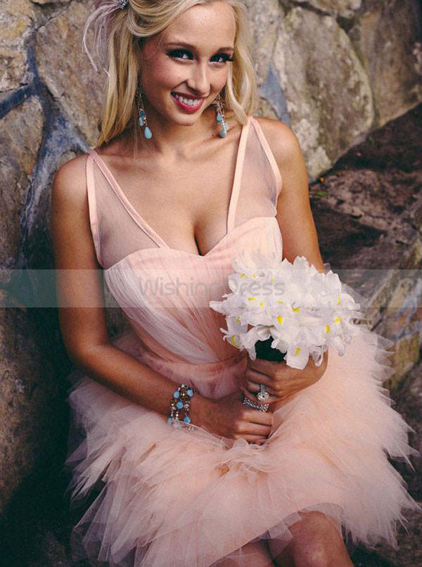 Colored tulle cheap wedding dress