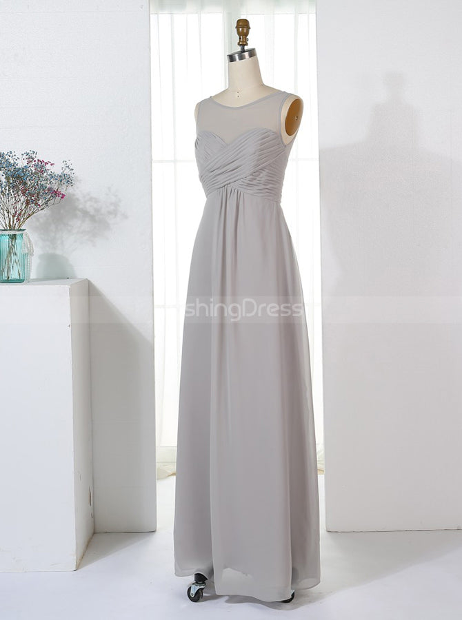 Silver Bridesmaid Dresses,Empire Waist Bridesmaid Dress,Elegant Brides