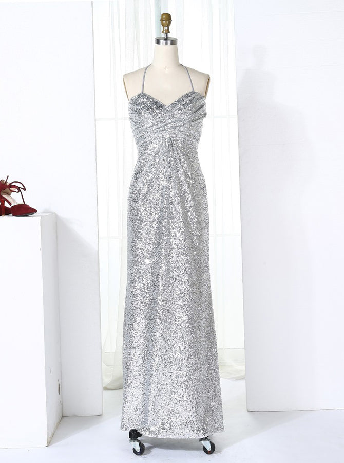 Silver Bridesmaid Dresses,Halter Sequined Bridesmaid Dress,Long Bridesmaid Dress,BD00271, US18W / Royal Blue