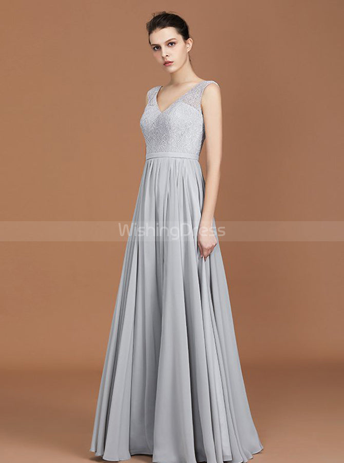 gray bridesmaid dresses Silver Bridesmaid Dresses,Long Bridesmaid Dress,Elegant Bridesmaid Dress,BD00248, US26W / Silver