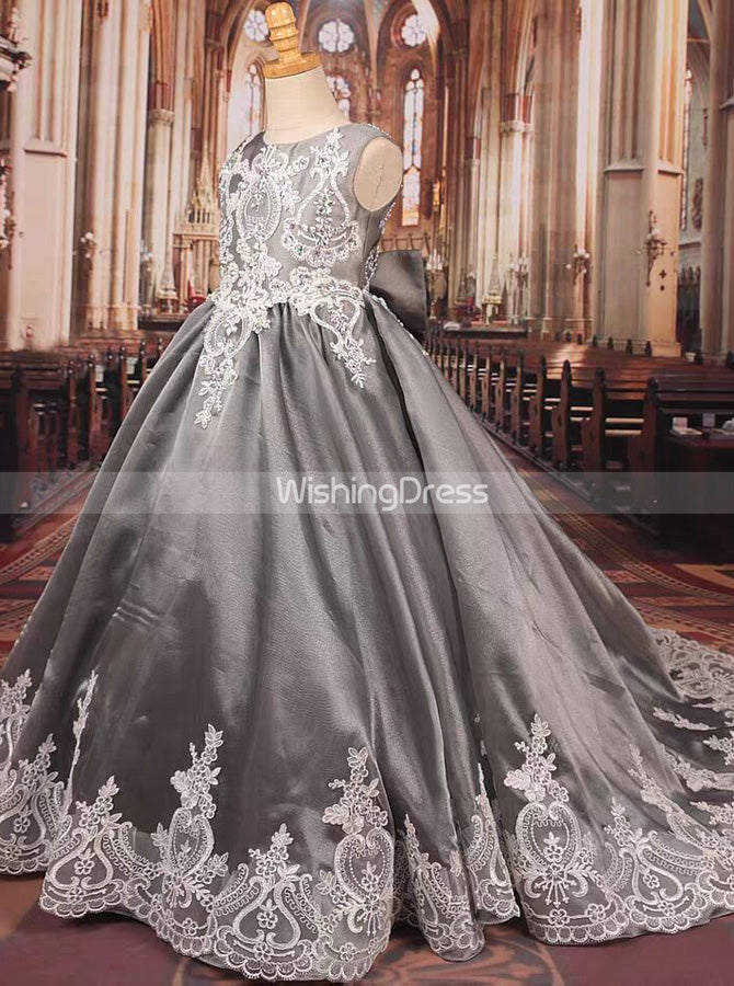 Silver Girls Pageant Dress,Beautiful Girls Party Dress,GPD0008