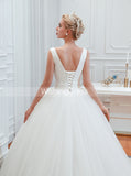 Simple Ball Gown Wedding Dresses,White Tulle Bridal Gown,WD00481