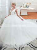 Simple Ball Gown Wedding Dresses,White Tulle Bridal Gown,WD00481