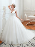 Simple Ball Gown Wedding Dresses,White Tulle Bridal Gown,WD00481
