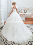 Simple Ball Gown Wedding Dresses,White Tulle Bridal Gown,WD00481