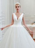 Simple Ball Gown Wedding Dresses,White Tulle Bridal Gown,WD00481