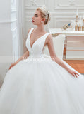 Simple Ball Gown Wedding Dresses,White Tulle Bridal Gown,WD00481