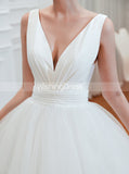 Simple Ball Gown Wedding Dresses,White Tulle Bridal Gown,WD00481