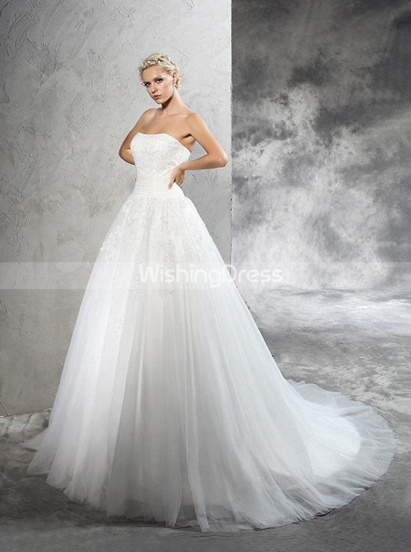 Plain strapless wedding clearance dress