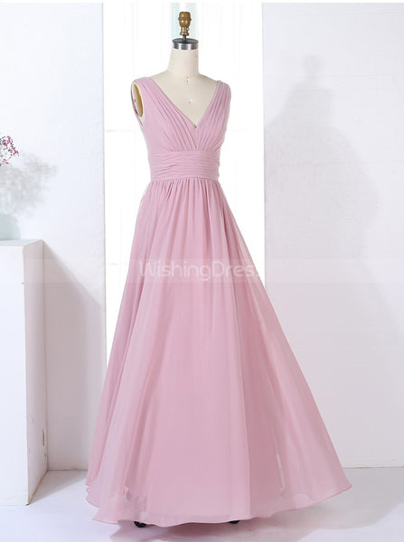 Simple Bridesmaid Dresses,V-neck Bridesmaid Dress,Long Bridesmaid Dress,BD00317