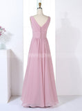 Simple Bridesmaid Dresses,V-neck Bridesmaid Dress,Long Bridesmaid Dress,BD00317