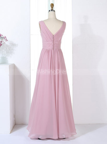 Simple Bridesmaid Dresses,V-neck Bridesmaid Dress,Long Bridesmaid Dress,BD00317