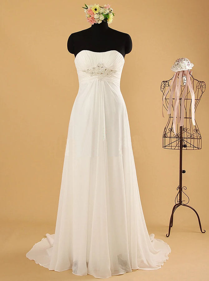 Simple Chiffon Wedding Dress for Destination Wedding,Ivory Bridal Dress Under US22W / Ivory Simple Chiffon Wedding Dress for Destination Wedding,Ivory Bridal Dress Under US22W / Ivory