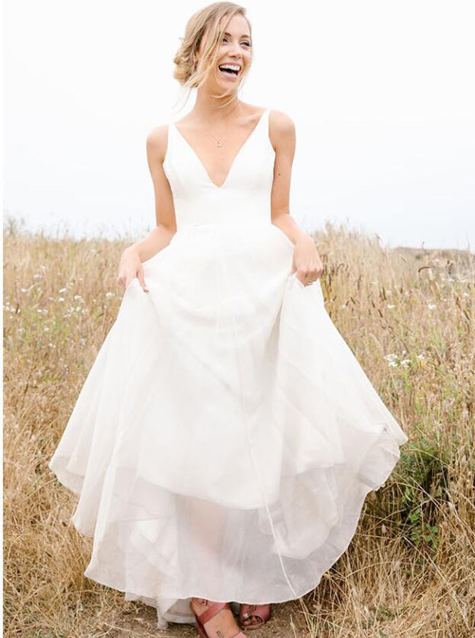 dress for the wedding Simple Wedding Dresses Outdoor,Rustic Bridal Dress,WD00336, US20W / Champagne