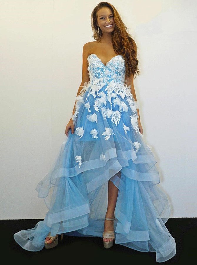 SkyBlue Prom Dresses,High Low Prom Dress,Ruffled Homecoming Dress,Strapless Prom Dress,PD00210, US6 / Royal Blue SkyBlue Prom Dresses,High Low Prom Dress,Ruffled Homecoming Dress,Strapless Prom Dress,PD00210, US6 / Royal Blue