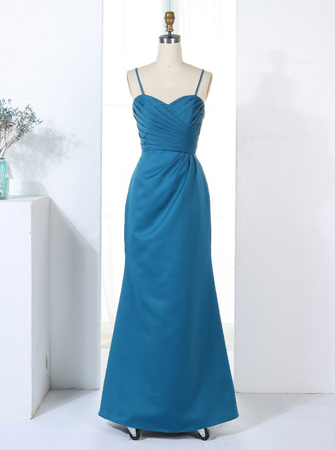 Teal Bridesmaid Dress,Satin Bridesmaid Dress,Fitted Bridesmaid Dress,BD00314