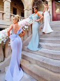 Trendy Bridesmaid Dress,Mermaid Bridesmaid Dress,Strappy Satin Bridesmaid Dress,BD00050