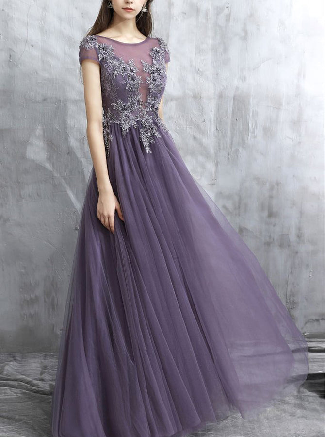 blue dress for baby girl Sequin Bodice Cold Shoulder Floor Length Tulle Bridesmaid Dress main image 1