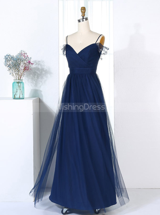 Tulle Bridesmaid Dresses,Dark Navy Bridesmaid Dress,Off the