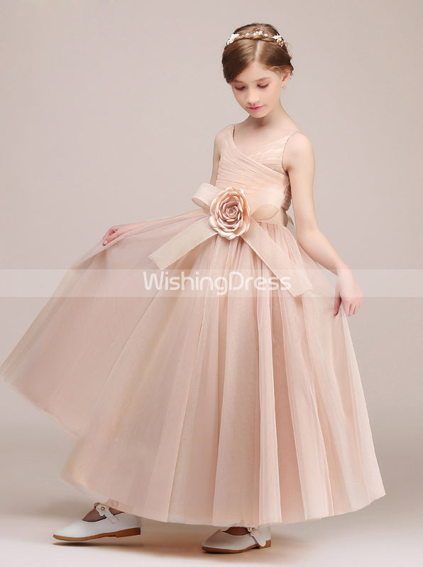 Tulle Long Junior Bridesmaid Dresses,Modest Junior Bridesmaid Dress,JB00039, J16 / Coral Tulle Long Junior Bridesmaid Dresses,Modest Junior Bridesmaid Dress,JB00039, J16 / Coral