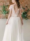 Tulle Outdoor Wedding Dresses,Boho Bridal Dress,Beach Wedding Dress,WD00355