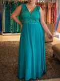 Turquoise Plus Size Dresses,Long Plus Size Prom Dress,PD00324
