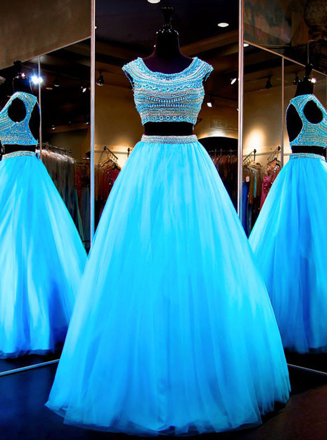 Two Piece Blue Prom Gown,Tulle Long Prom Dress,Prom Dress for Teens PD00086, US16W / Red Two Piece Blue Prom Gown,Tulle Long Prom Dress,Prom Dress for Teens PD00086, US16W / Red