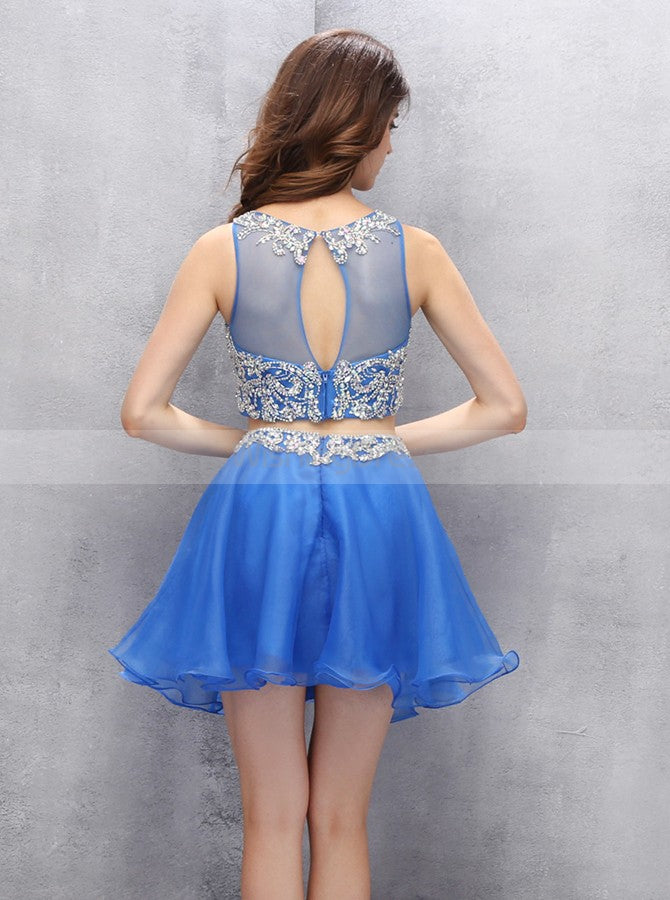 Two Piece Homecoming Dresses,Blue Homecoming Dress,Sexy Homecoming Dress,HC00108, US16 / Dark Navy