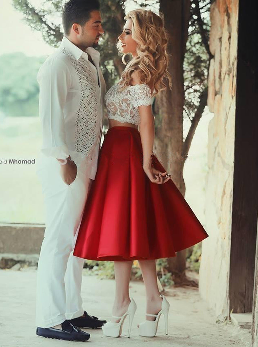 Two Piece Homecoming Dresses,Knee Length Homecoming Dress,HC00185 - Wishingdress Two Piece Homecoming Dresses,Knee Length Homecoming Dress,HC00185 - Wishingdress