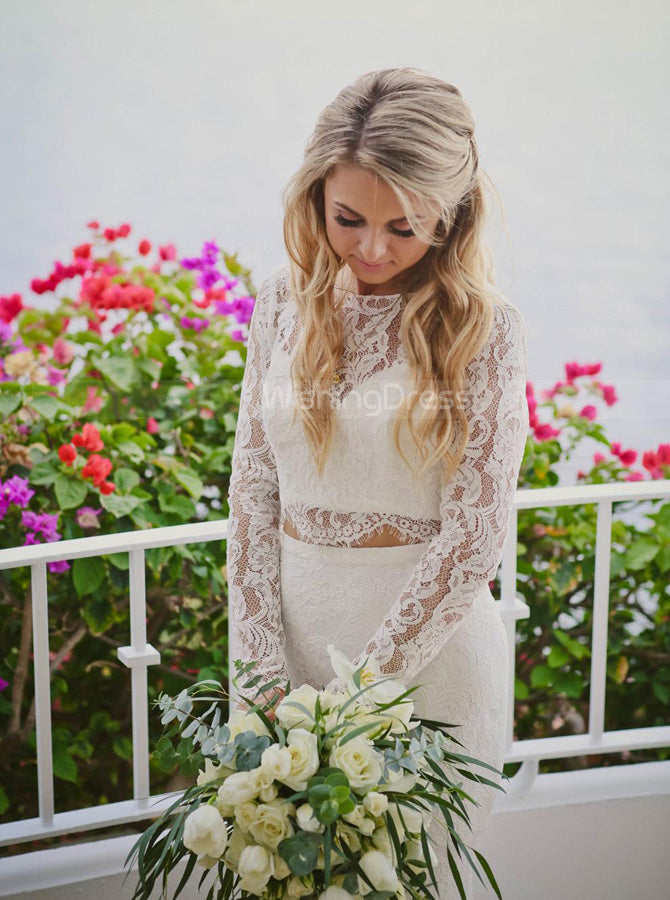 mermaid two piece wedding dress Tulle Lace