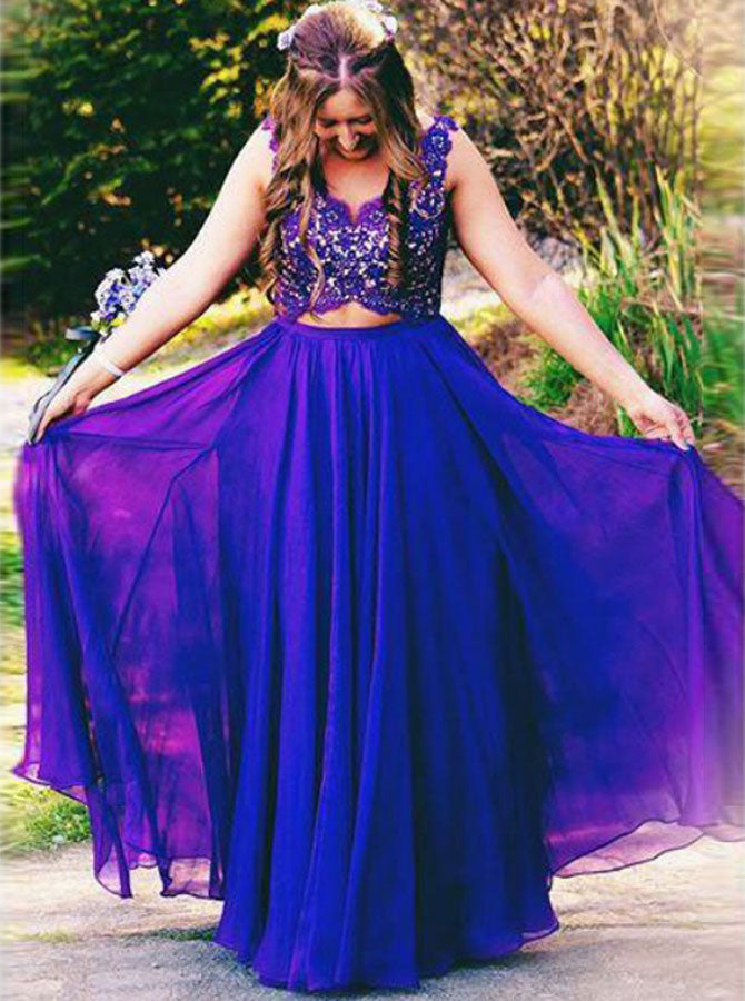 Piece Plus Size Prom Dresses,Royal Blue Plus Size Prom Dress,Long - Wishingdress