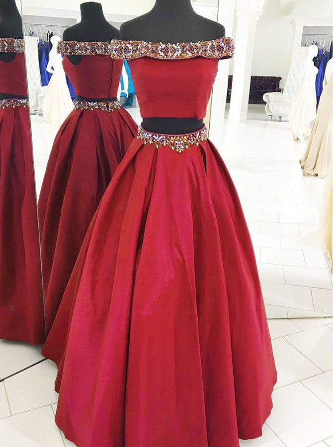 Two Piece Prom Dresses,Burgundy Prom Dress,A-line Prom Dress,PD00345, US26W / Royal Blue Two Piece Prom Dresses,Burgundy Prom Dress,A-line Prom Dress,PD00345, US26W / Royal Blue