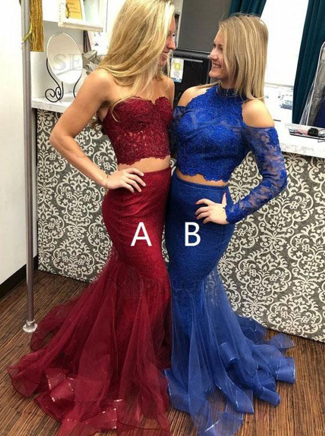 Two Piece Prom Dresses,Fit and Flare Prom Dress,Lace Prom Dress,PD00354, US26W / Red Two Piece Prom Dresses,Fit and Flare Prom Dress,Lace Prom Dress,PD00354, US26W / Red