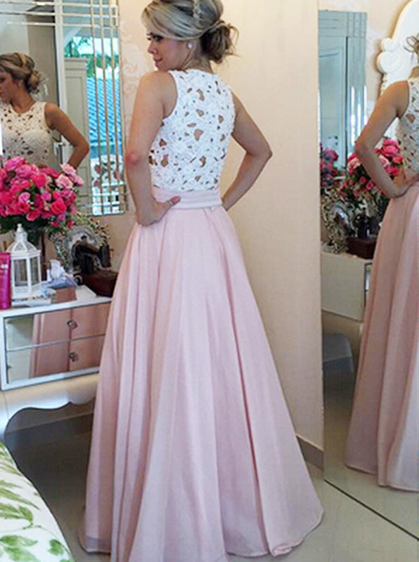 Two Tone Floor Length Prom Dress,Elegant Evening Dress,Chiffon Long  Graduation Dress PD00144