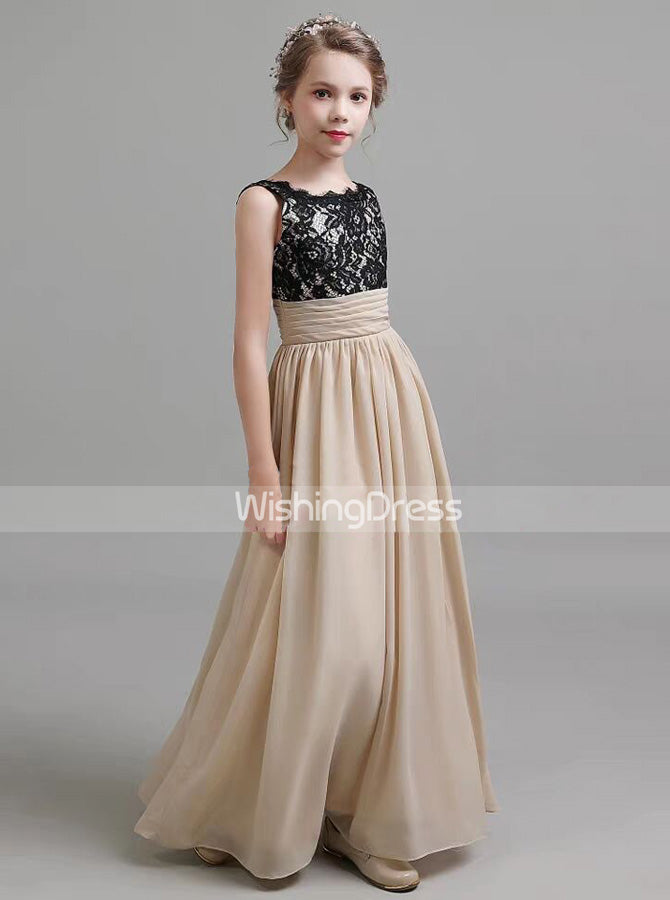 Two Tone Junior Bridesmaid Dress,Chiffon Long Junior Bridesmaid Dress, -  Wishingdress
