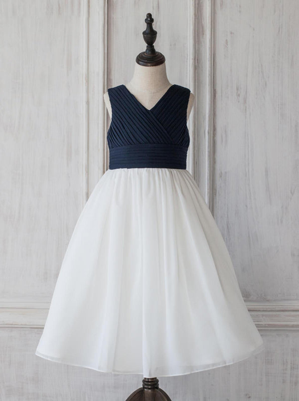 Two Tone Junior Bridesmaid Dresses,Simple Flower Girl Dress,JB00020, J14 / Turquoise