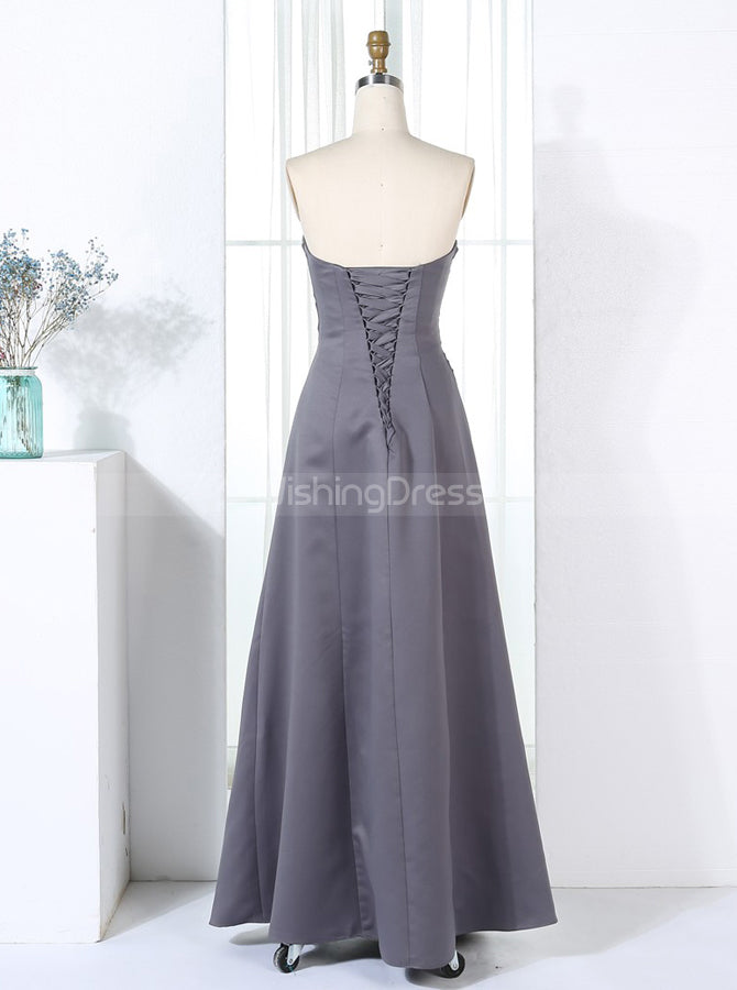 Vintage Bridesmaid Dresses,Grey Bridesmaid Dress,Satin Bridesmaid Dres