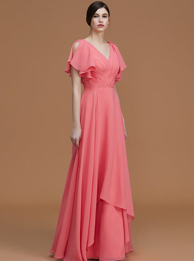 WaterMelon Bridesmaid Dresses,Long Chiffon Bridesmaid Dress,Bridesmaid Dress with Sleeves,BD00258, US4 / Dark Navy WaterMelon Bridesmaid Dresses,Long Chiffon Bridesmaid Dress,Bridesmaid Dress with Sleeves,BD00258, US4 / Dark Navy