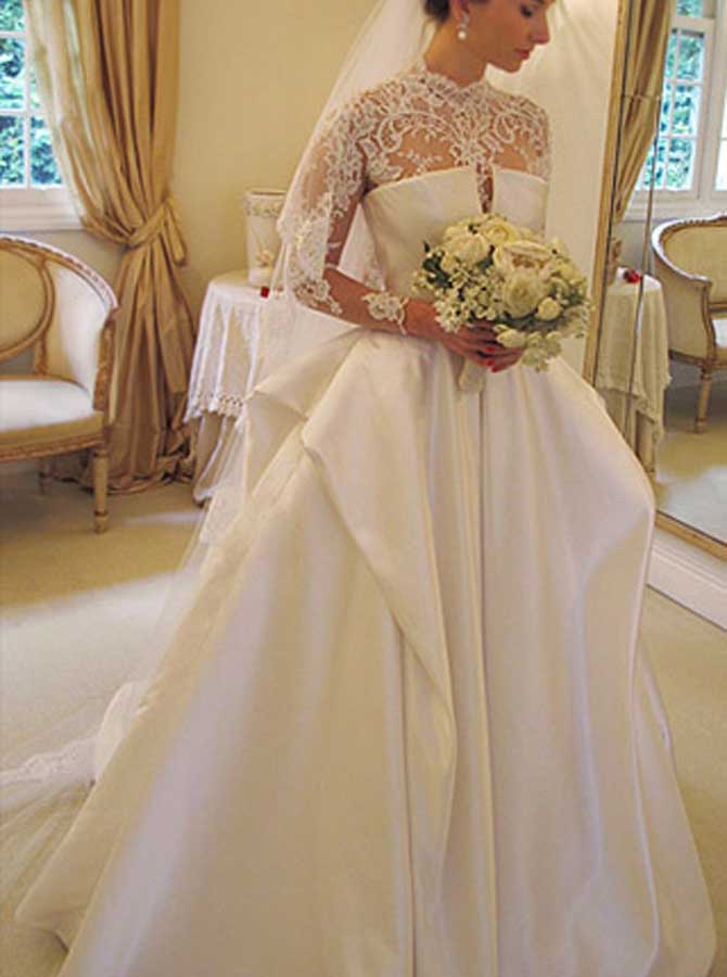 unique wedding dresses Aline Wedding Dresses,Unique Bridal Dress,Cutout Back Wedding Dress,WD00084, US14W / Champagne
