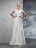 Wedding Dress with Short Sleeves,Chiffon Wedding Dress,Beach Wedding Dress,WD00272