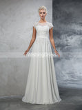 Wedding Dress with Short Sleeves,Chiffon Wedding Dress,Beach Wedding Dress,WD00272