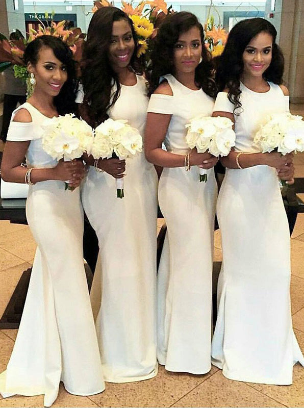 White Bridesmaid Dress,Satin Bridesmaid Dress,Mermaid Bridesmaid Dress,BD00034, US22W / Dark Navy