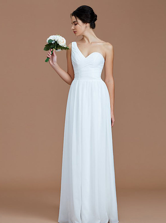 bridesmaid dresses one sleeve White Bridesmaid Dresses,One Shoulder Bridesmaid Dress,Long Bridesmaid Dress,BD00234, US18W / Royal Blue