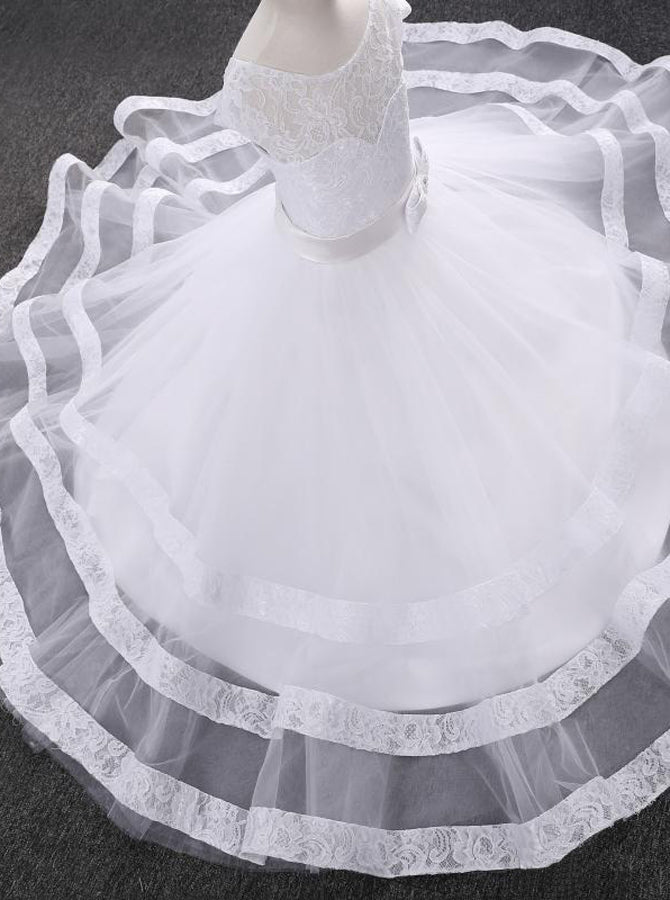 White First Communion Dresses,Tulle Princess Flower Girl Dress,FD00094, Child2 / Ivory