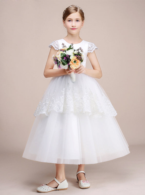White Flower Girl Dresses,Princess Junior Bridesmaid Dress,JB00038, J10 / Silver