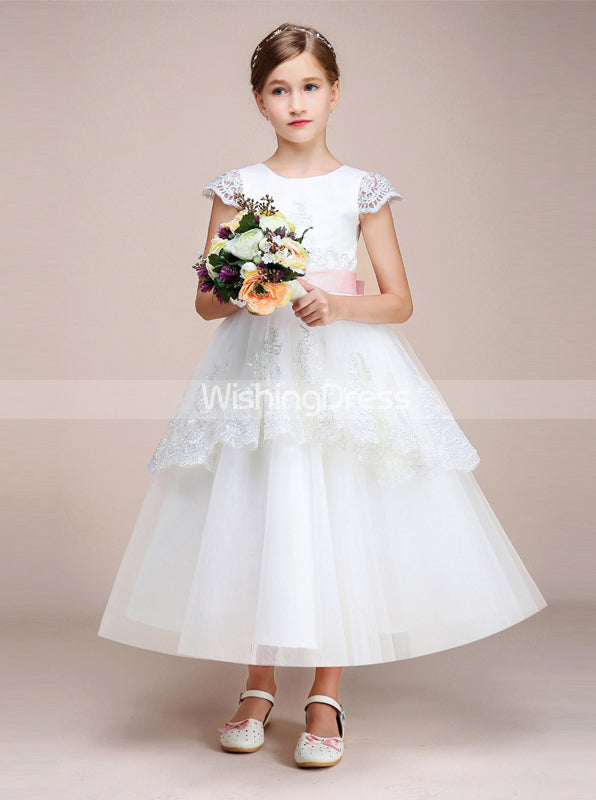 White Flower Girl Dresses,Princess Junior Bridesmaid Dress,JB00038, J12 / Silver White Flower Girl Dresses,Princess Junior Bridesmaid Dress,JB00038, J12 / Silver